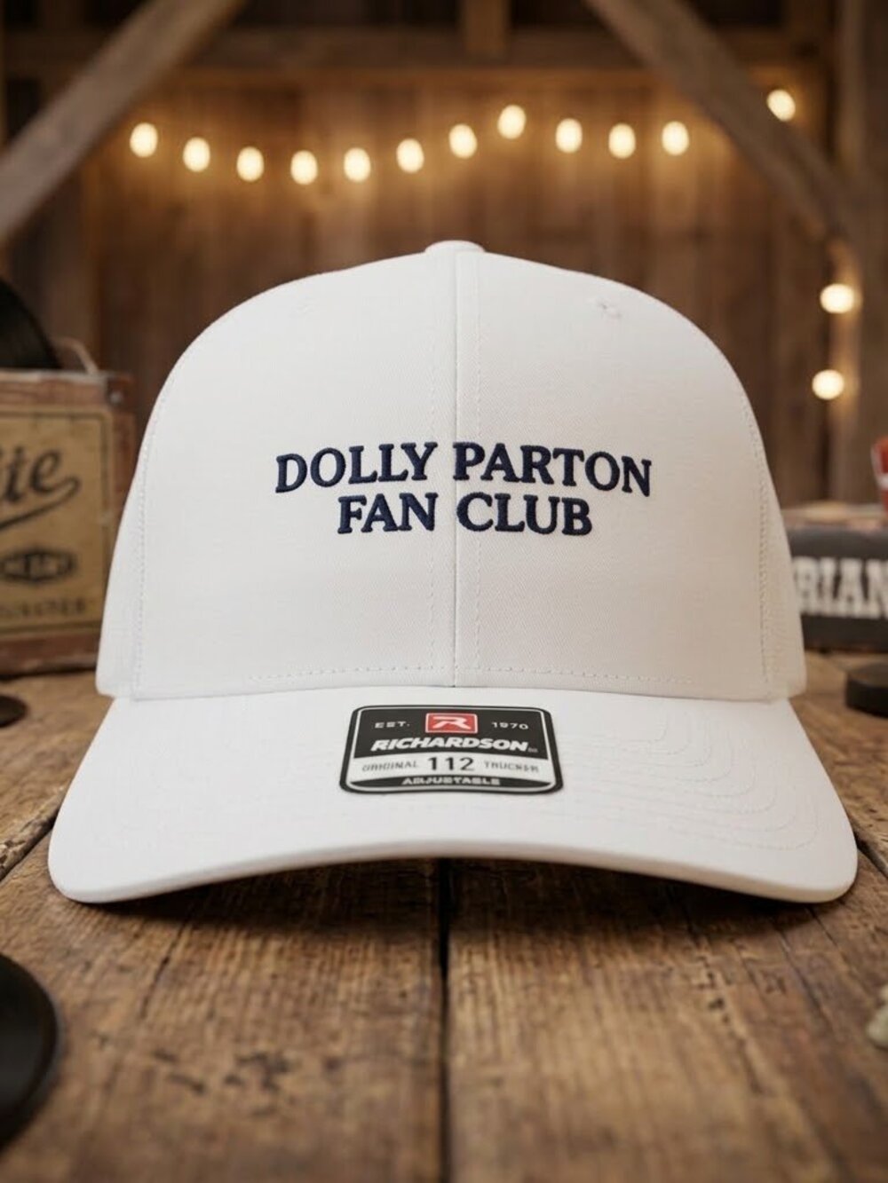 Dolly Parton Fan Club Embroidered White Richardson 112 Trucker Hat Cap Country